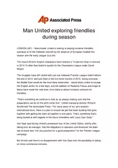 Man United exploring friendlies