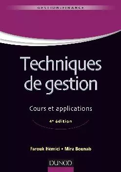 (EBOOK)-Techniques de gestion - 4e éd. - Cours et applications: Cours et applications