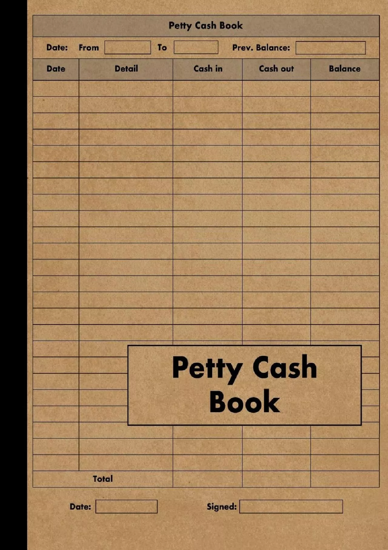 (BOOK)-Petty Cash Book: Ledger for Petty Cash Record Keeping - Large - 120 Pages - Business