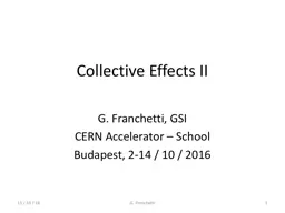 Collective Effects II G .