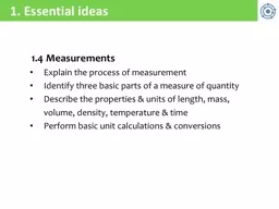 1. Essential ideas 1.4 Measurements