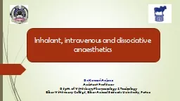 Inhalant  Anaesthetics Dr.Kumari