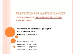 Prevention of gastric cancer: