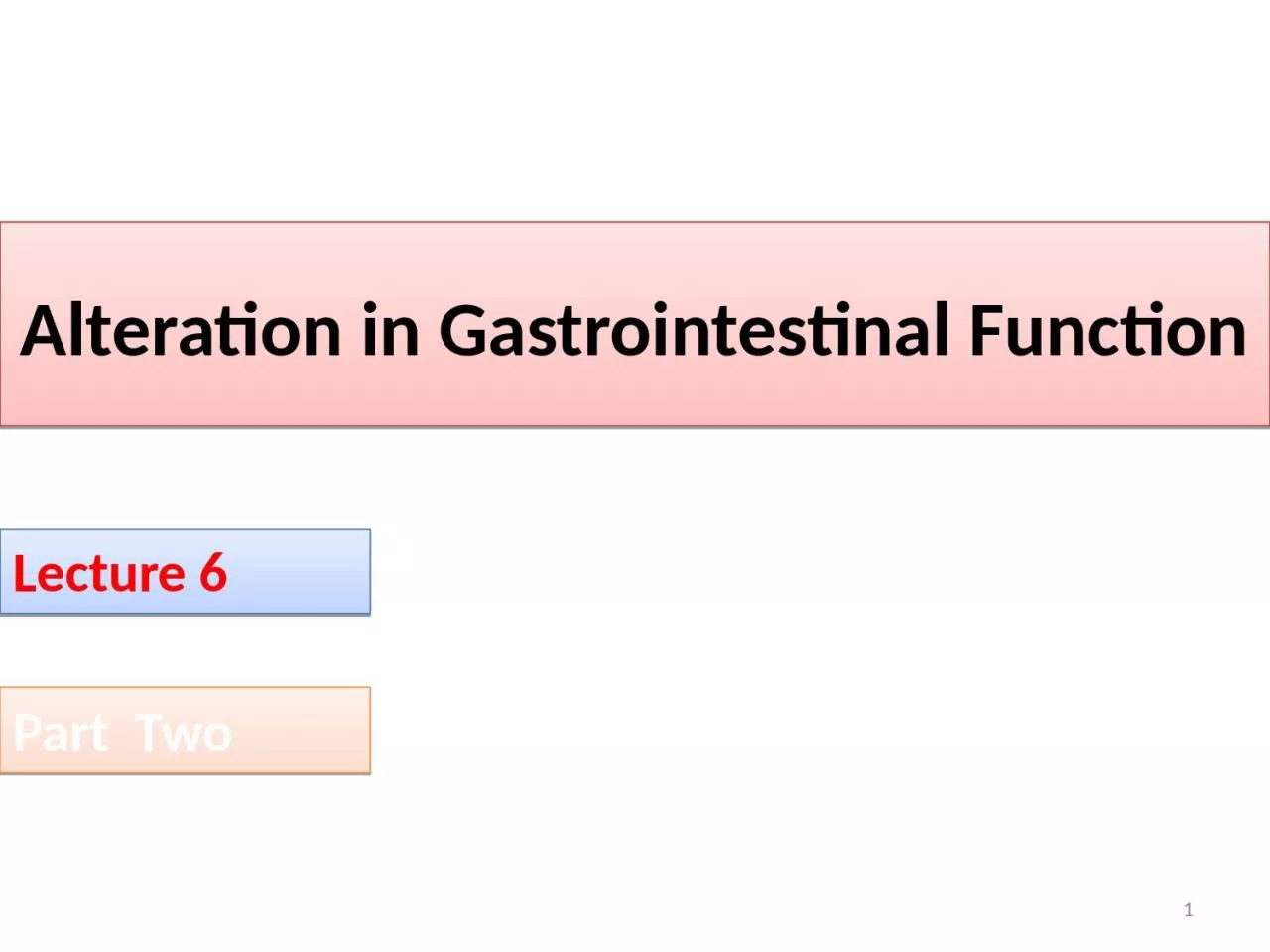 Alteration in Gastrointestinal Function