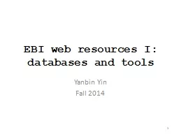 EBI web resources I:  databases and tools