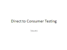 Direct to Consumer Testing