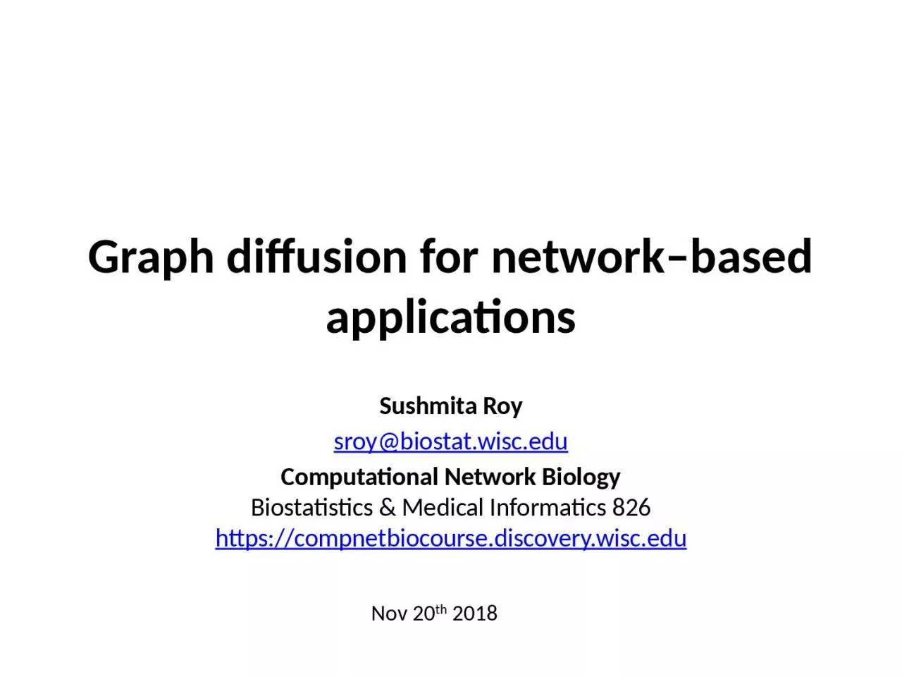 PPT-Graph diffusion for network–based applications