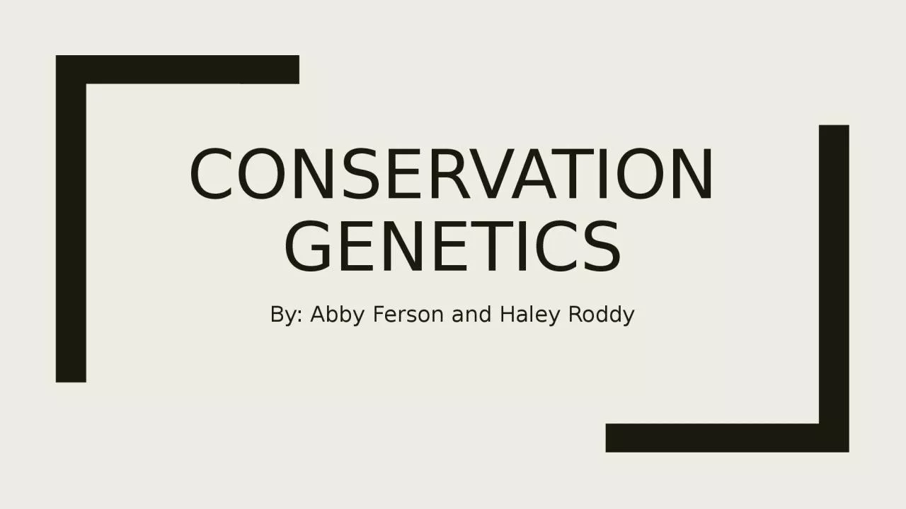 Conservation Genetics By