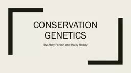 Conservation Genetics By