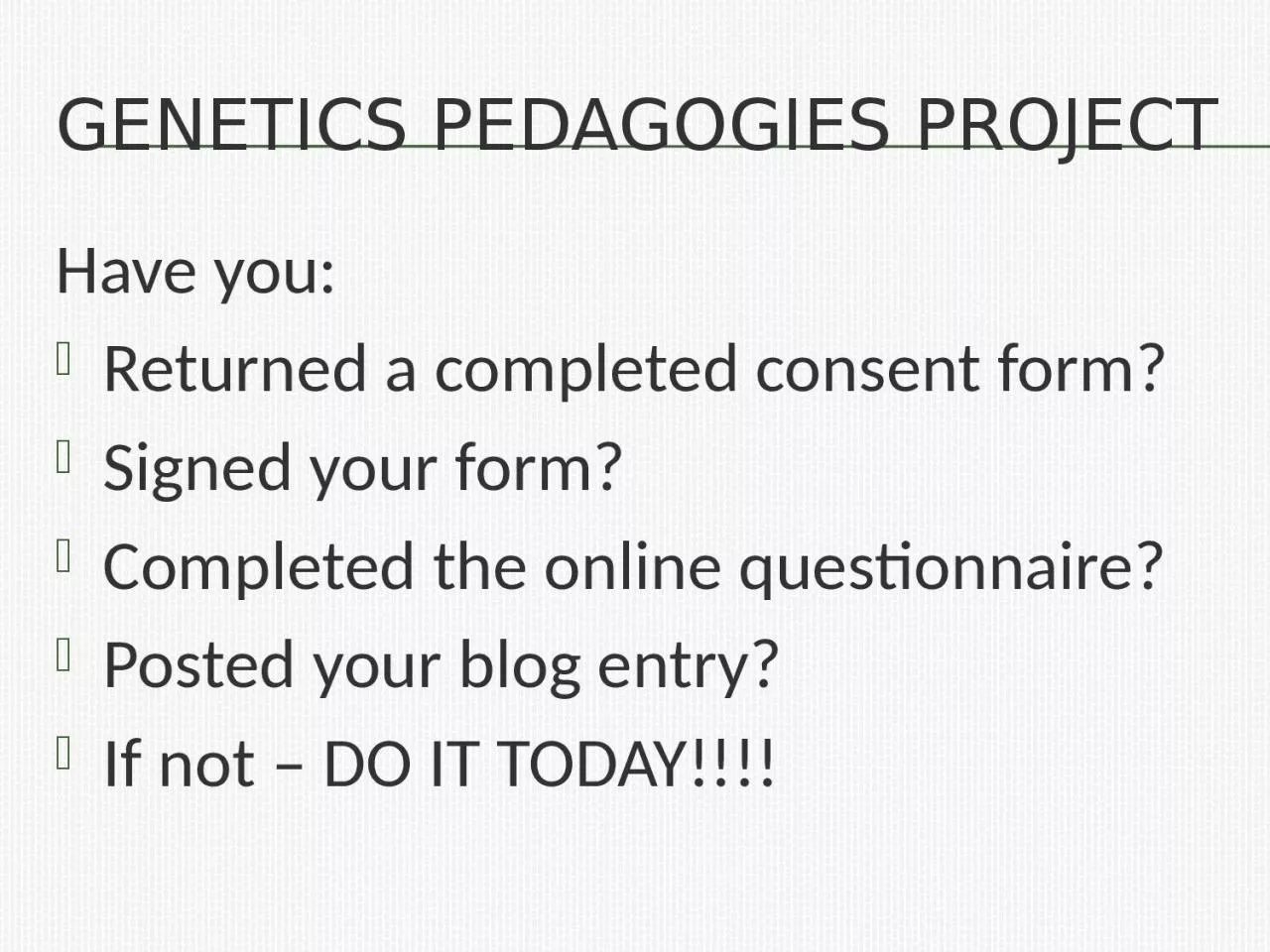 Genetics pedagogies project