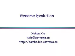Genome Evolution Xuhua Xia