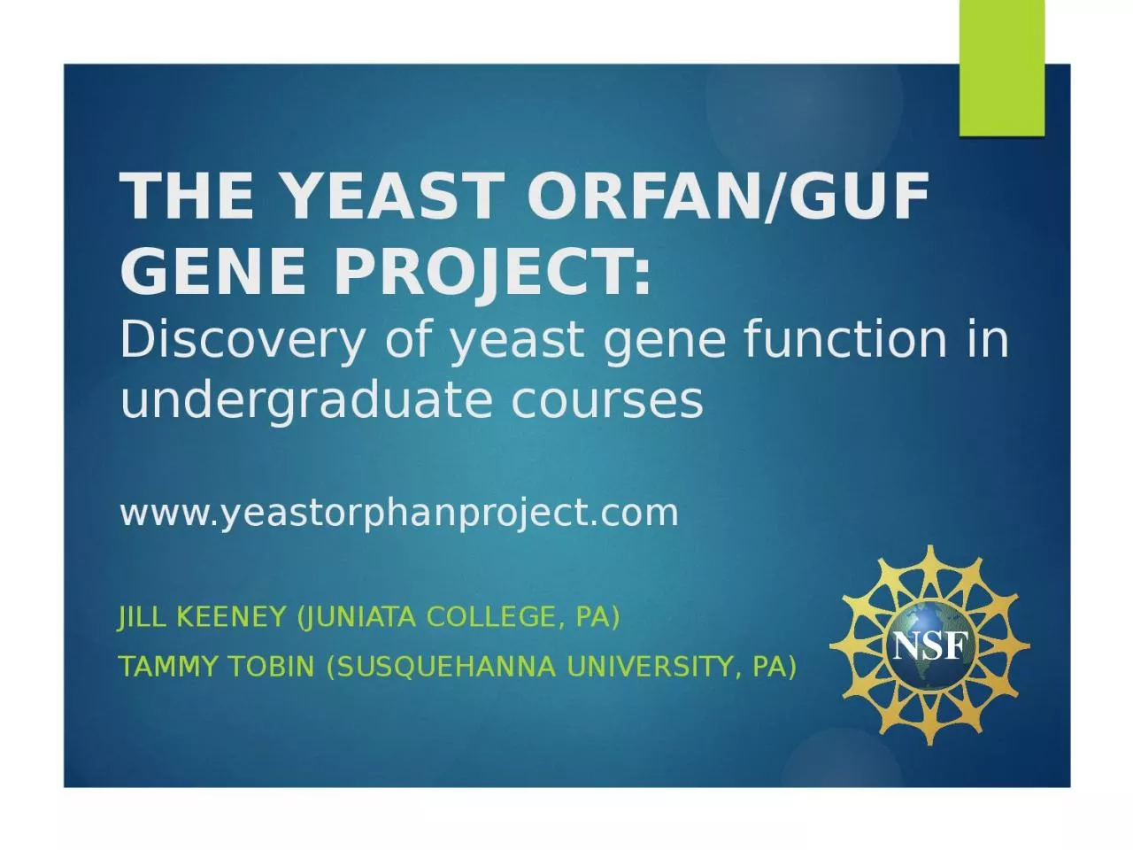 PPT-The Yeast ORFan /GUF Gene