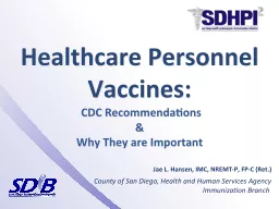 Healthcare Personnel Vaccines: