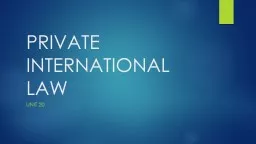 PRIVATE INTERNATIONAL LAW