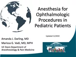 Anesthesia for Ophthalmologic Procedures in Pediatric Patients