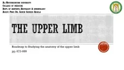 The Upper Limb Roadmap to Studying the anatomy of the upper limb