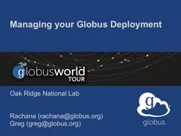 Managing your Globus Deployment