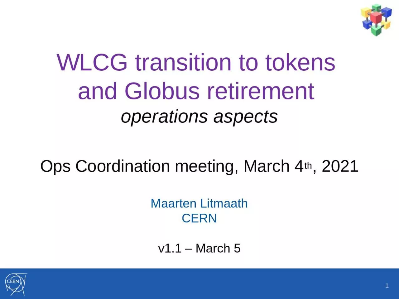 PPT-WLCG transition to tokens