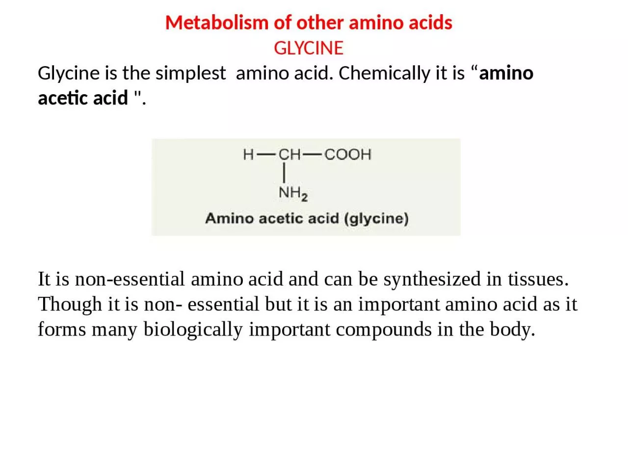 Metabolism of other amino acids