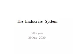 The Endocrine System Fifth year