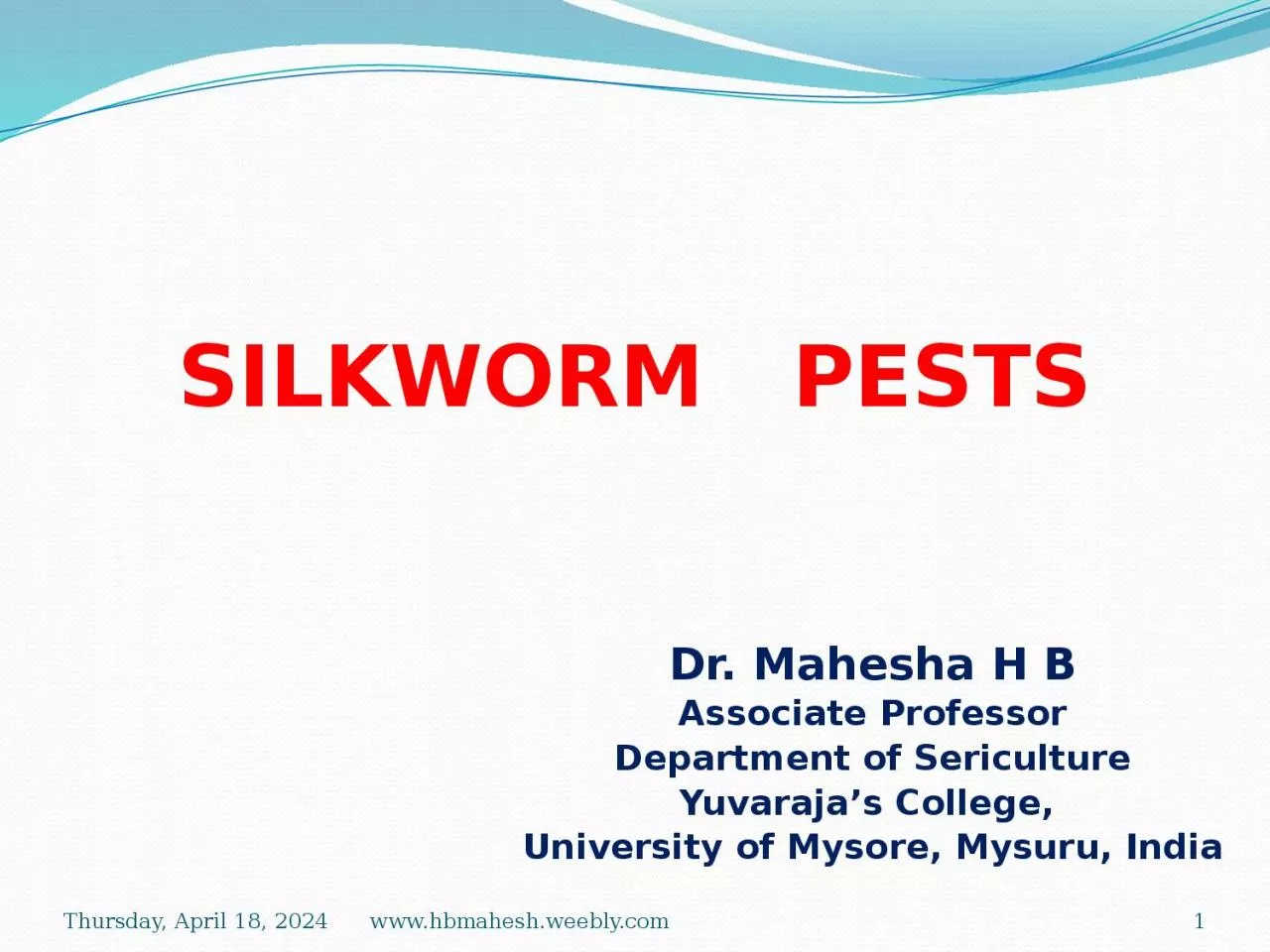 PPT-Dr. Mahesha H B Associate Professor