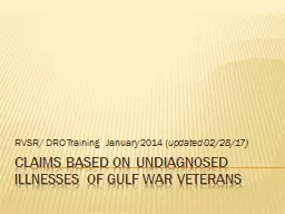 Claims Based on Undiagnosed Illnesses of Gulf War Veterans