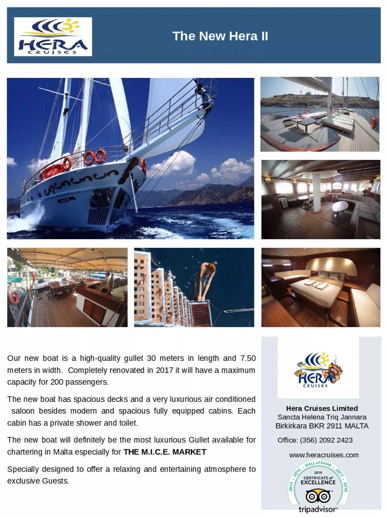 PPT-Our new boat is a high-quality gullet 30 meters in length and 7.50 meters in width. Completely