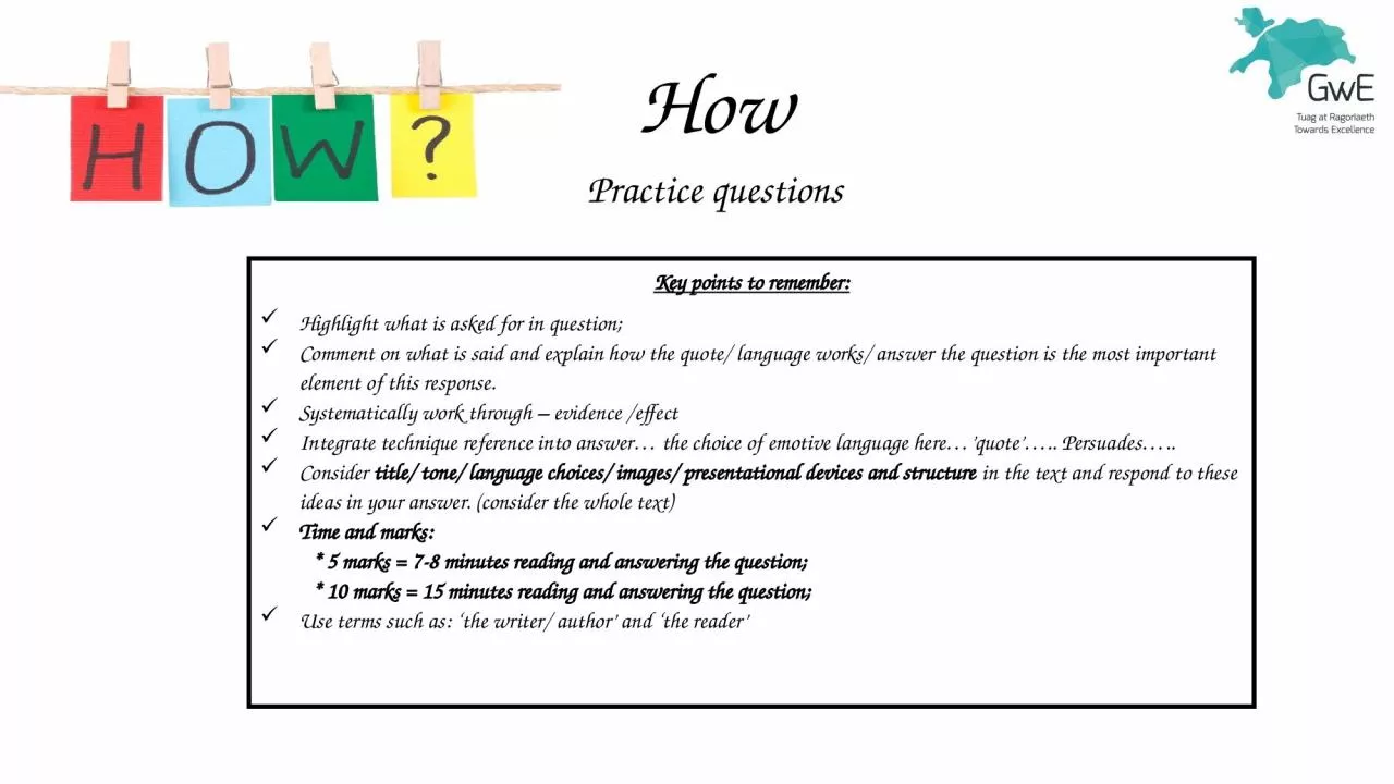 PPT-How Practice questions Key points to remember: