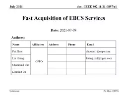 Fast A cquisition of EBCS Services