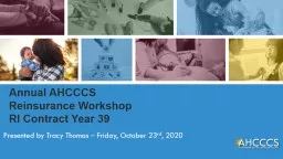Annual AHCCCS Reinsurance Workshop
