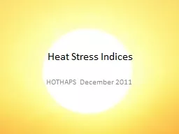 Heat Stress Indices HOTHAPS December 2011