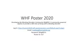 WHF Poster 2020 Developing My Bleeding Disorders Community (