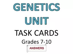 GENETICS UNIT TASK CARDS