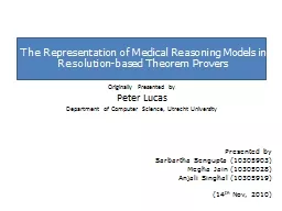 The Representation of Medical Reasoning Models in Resolution-based Theorem