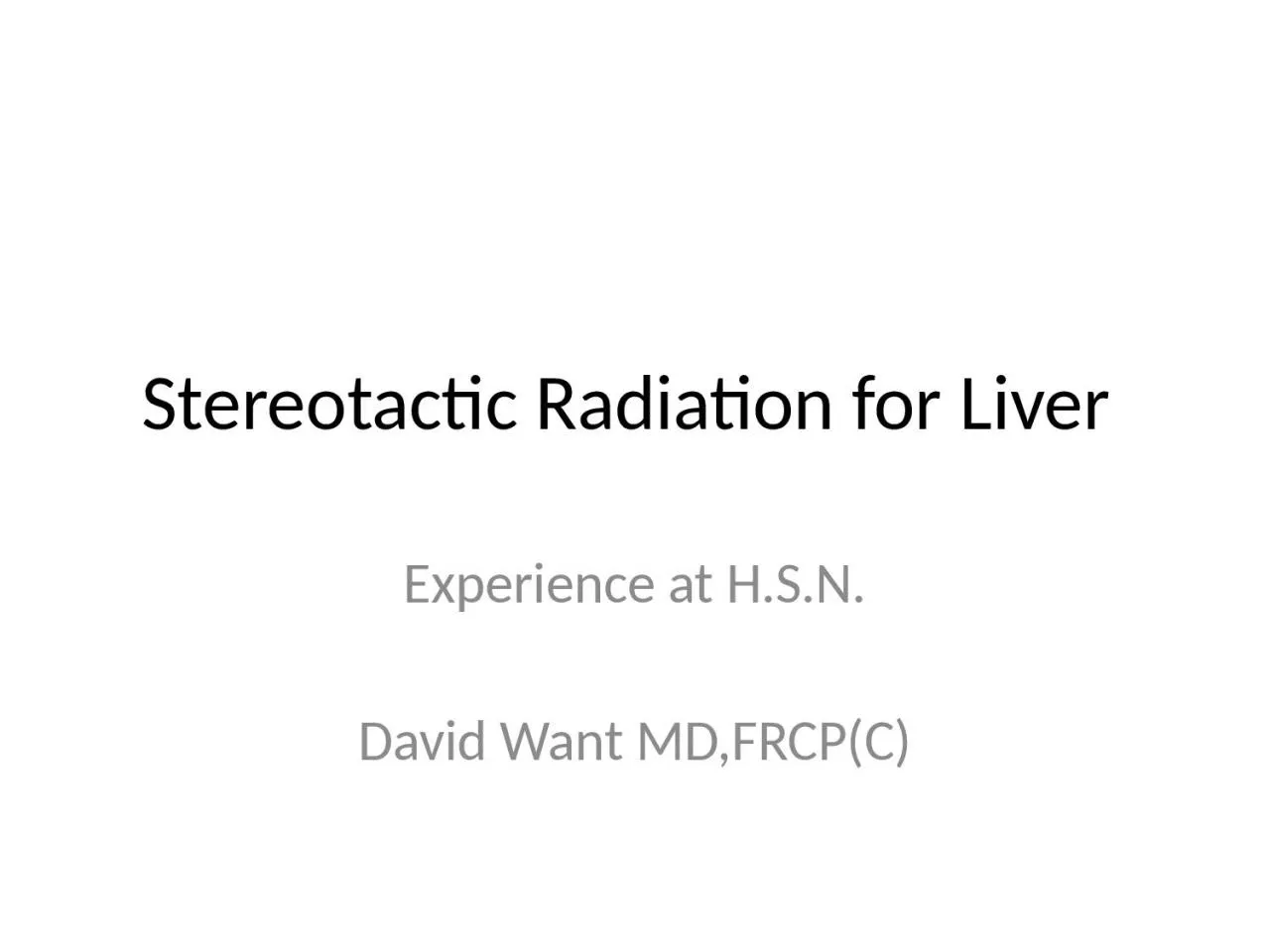 Stereotactic Radiation for Liver