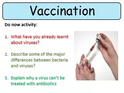 Vaccination Do now activity: