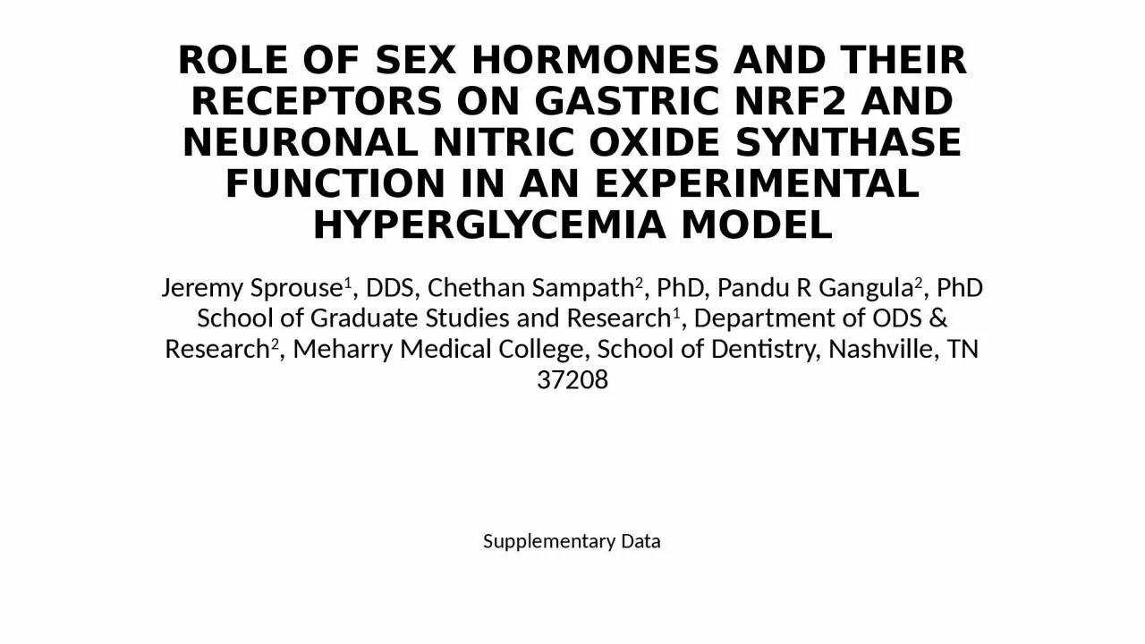 ROLE OF SEX HORMONES AND THEIR RECEPTORS ON GASTRIC NRF2 AND NEURONAL NITRIC OXIDE SYNTHASE