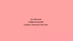 Aya Marwani A High-Protein Diet