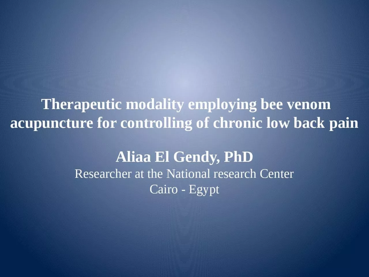 Therapeutic modality employing bee venom acupuncture for controlling of chronic low back