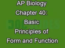 Mrs. Valdes AP Biology Chapter 40: Basic Principles of Form and Function