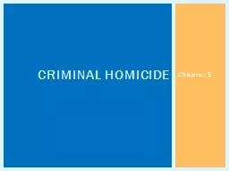 Chapter 5 Criminal Homicide