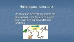 Homologous structures Structures on different organisms are homologous when they have similar base