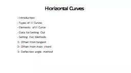 Horizontal Curves - Introduction: