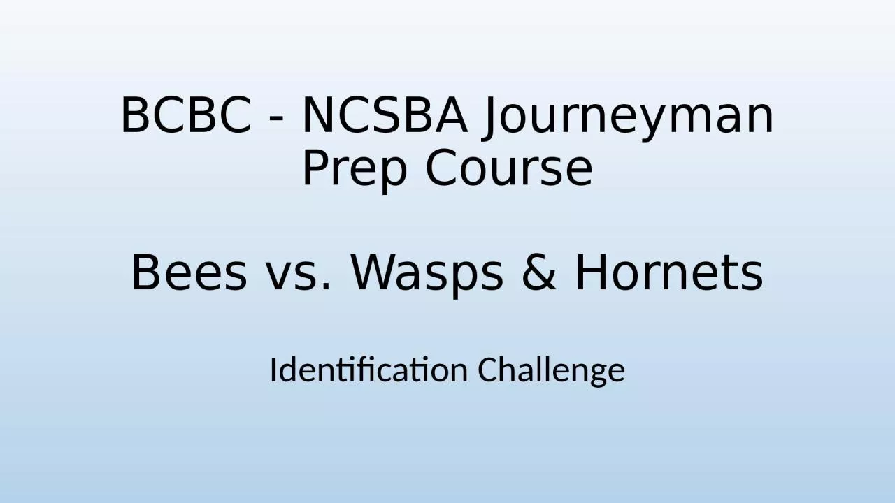 BCBC - NCSBA Journeyman Prep Course