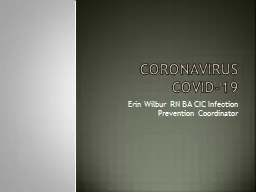 CORONAVIRUS  COVID-19 Erin Wilbur RN BA CIC Infection Prevention Coordinator