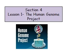 Section 4 Lesson  1 – The Human Genome Project