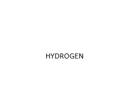 HYDROGEN GENERAL INTRODUCTION