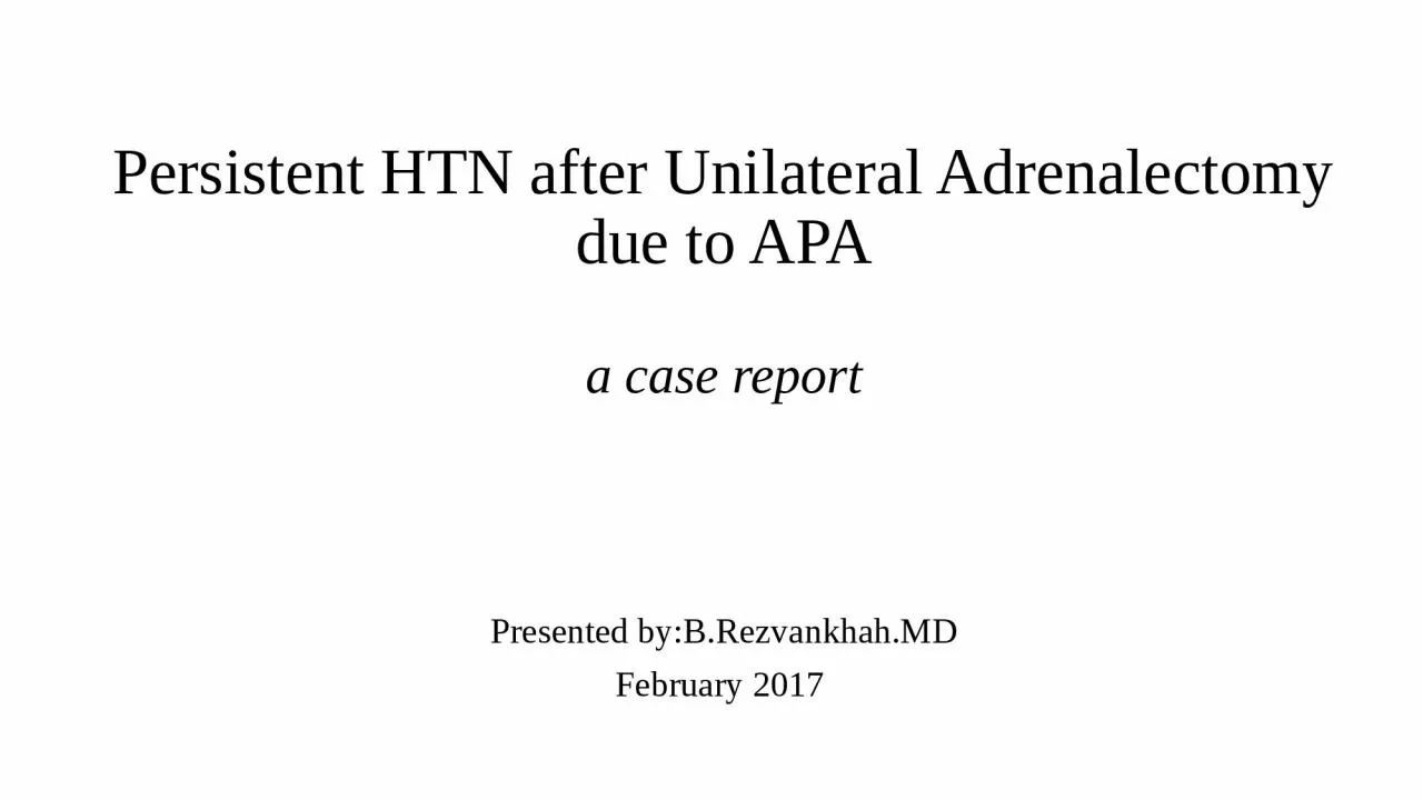 Persistent HTN after Unilateral