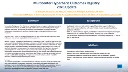 Background Introduction/Background:  The Multicenter Hyperbaric Outcomes Registry collects