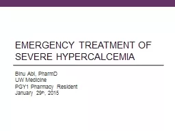 Emergency Treatment of Severe Hypercalcemia